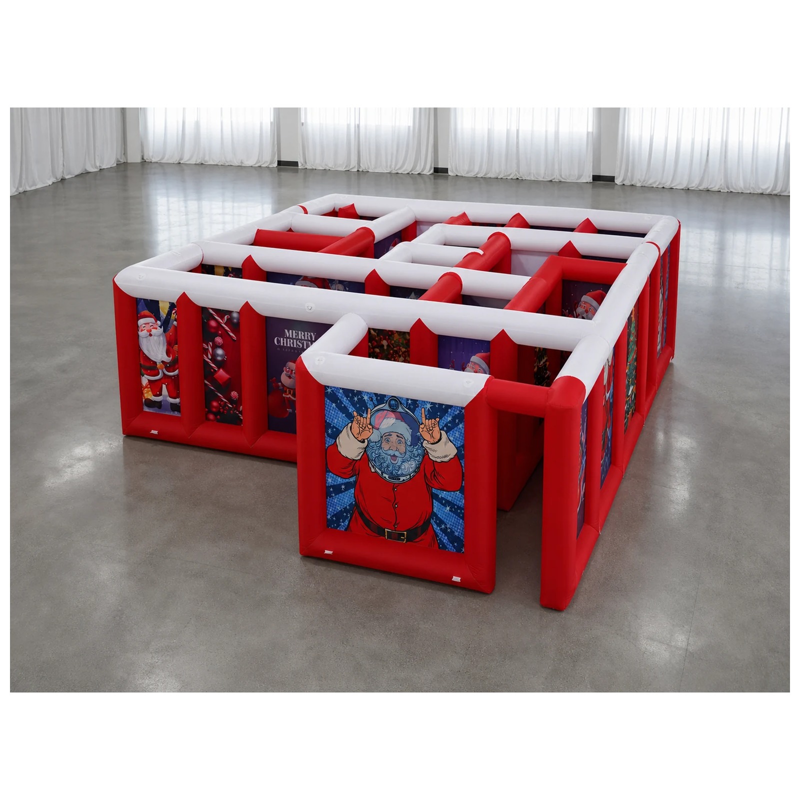 Party Games Kids Outdoor - Labirinto Inflável Grande Vermelho e Branco